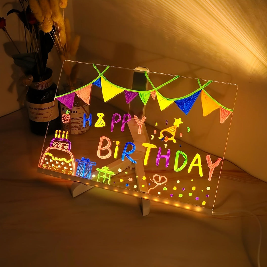 BowLift | USB LED Noteboard with 12 Colored Pens - Bright Message Board for Office &amp; Home