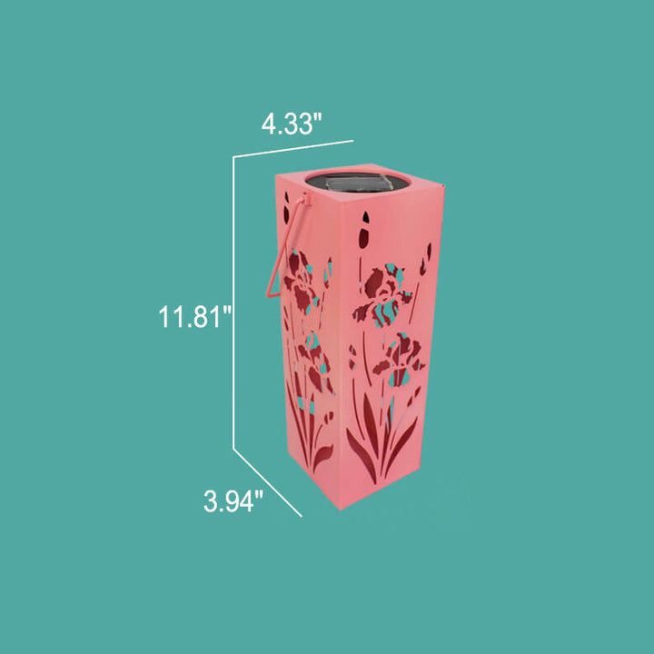 Solar Butterfly Rose Pattern Hollow Column LED Outdoor Waterproof Decorative Lamp