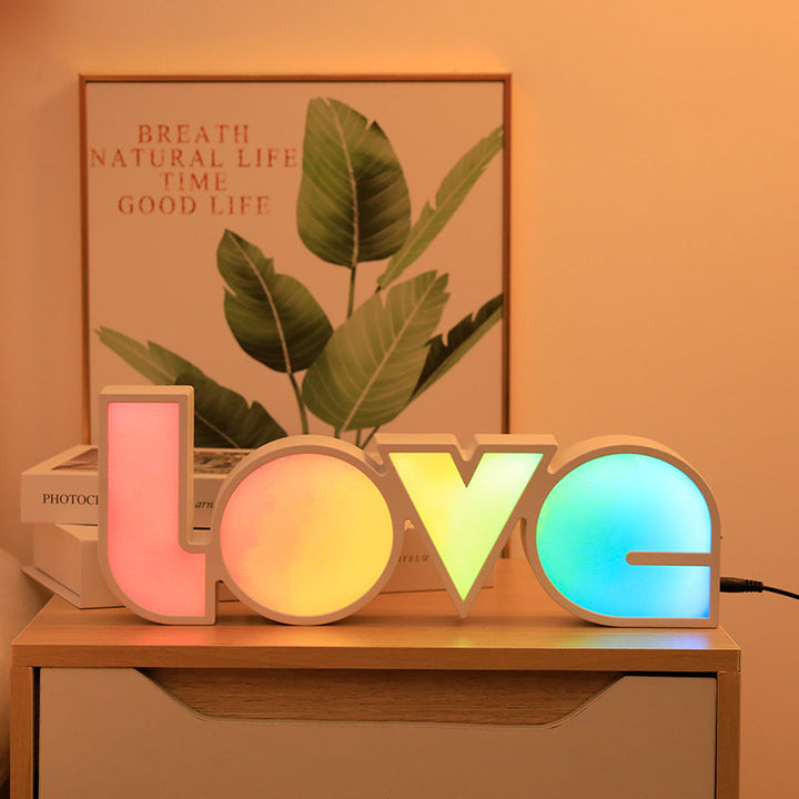 Modern Art Deco waterproof PS LOVE letters LED table lamp for the bedroom