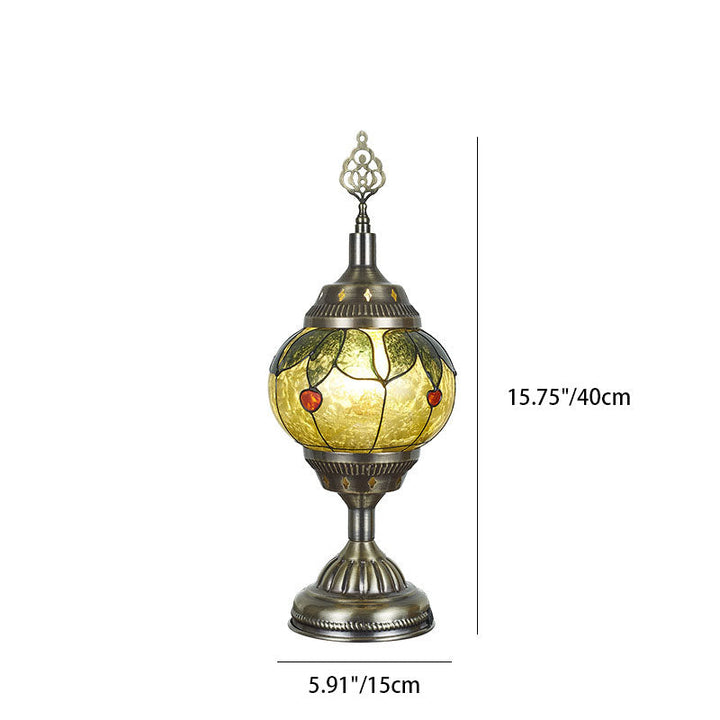 Traditional Tiffany romantic oval iron enameled 1-light table lamp for the bedroom