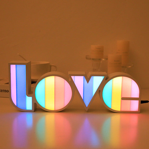 Modern Art Deco waterproof PS LOVE letters LED table lamp for the bedroom
