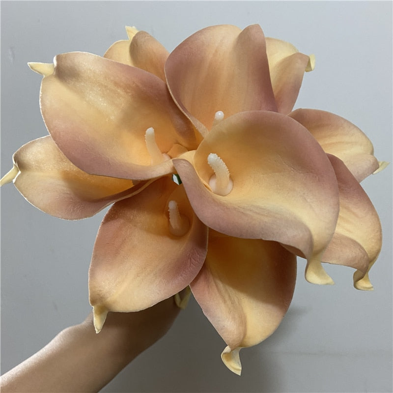 BowLift | 10 marine blue Calla lily PU Real Touch flowers wedding decoration bouquets table decoration artificial flowers home decor