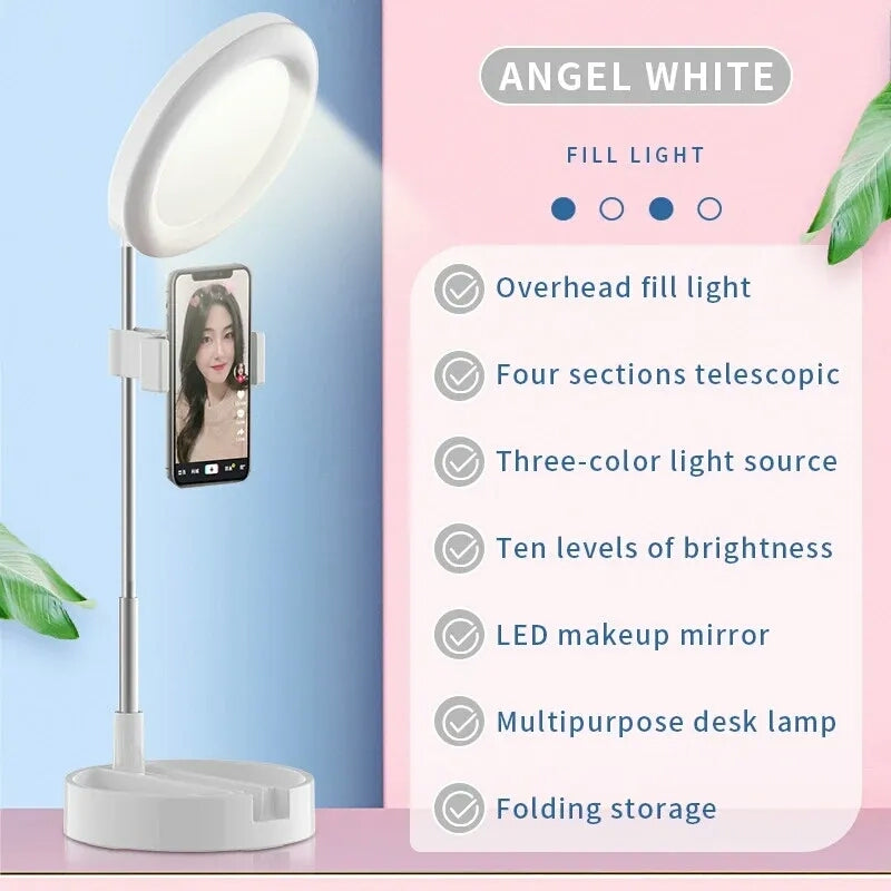 Selfie Ring Light with Makeup Mirror &amp; Phone Holder Kit