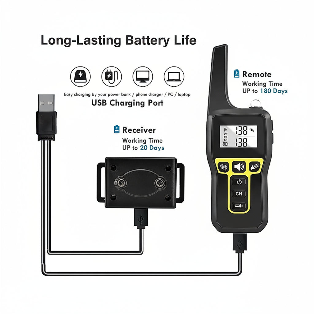 BowLift | 1000m Waterproof Dog Training Collar | Rechargeable, Remote Control &amp; Adjustable for Small, Medium, and Large Dogs