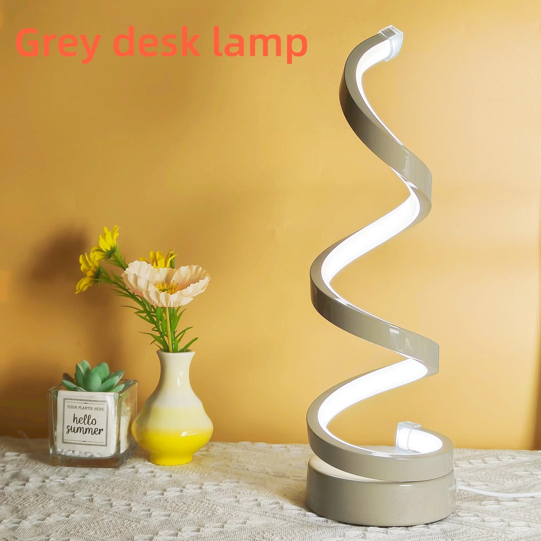 Modern Spiral Table Lamp – Creative LED Desk Lamp with Gentle Warm Light, Perfect for Bedroom, Living Room, and Study Decor