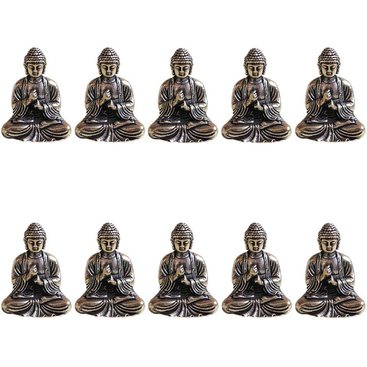 BowLift | 10 pieces mini brass sitting Buddha statue figure for travel Buddhism worship home office desk decoration