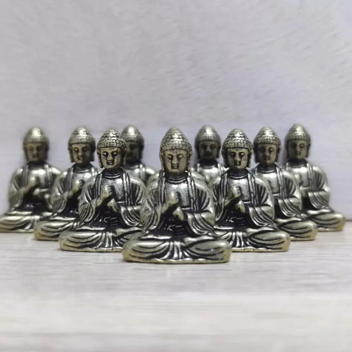 BowLift | 10 pieces mini brass sitting Buddha statue figure for travel Buddhism worship home office desk decoration