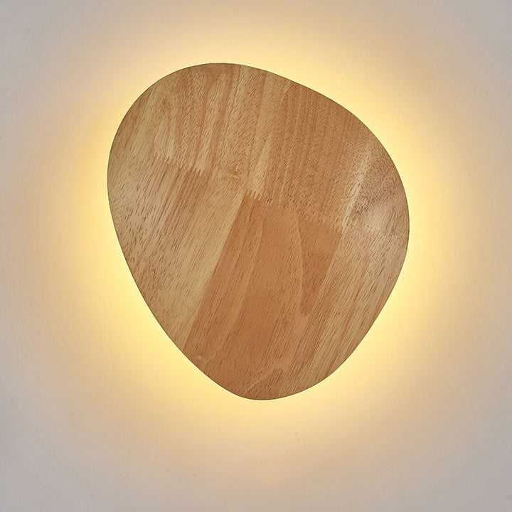 Modern Minimalist Round Irregular Oval Wood LED Wall Light Lamp for Living Room