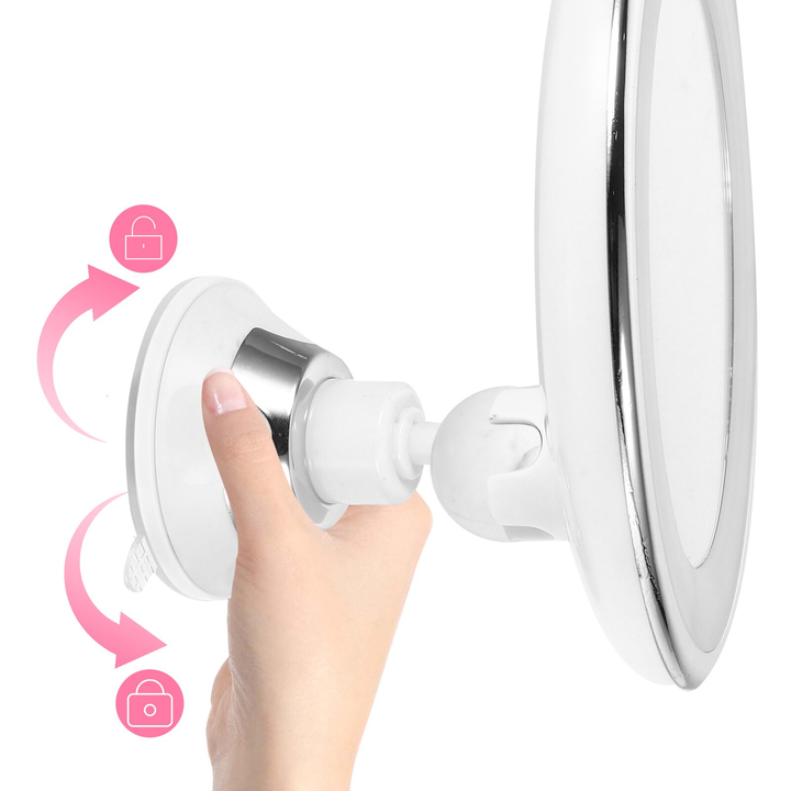 Lunora LED Makeup Mirror | 10x Magnification | 360° Rotatable | Compact &amp; Travel-Friendly