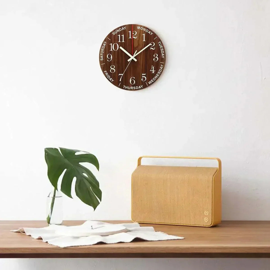 Glowtic Illuminating Wall Clock | Wood Design | Silent | Night Light | Nordic Style | Gift Idea