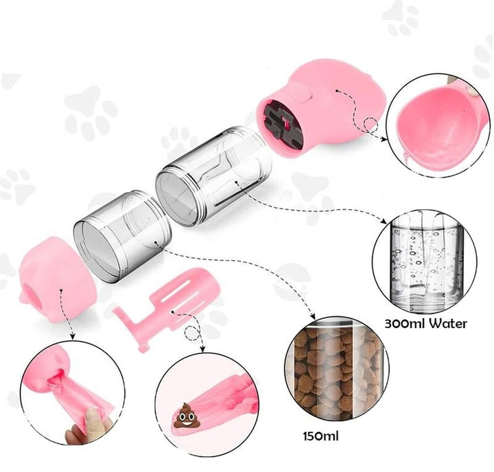 BowLift | Snackbuddy Pro – 2-in-1 Water &amp; Food Bottle with Poop Bag Holder