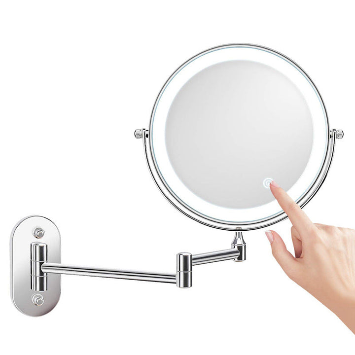 Rechargeable wall-mounted shaving mirror | 360° rotation. 1X/10X magnification and adjustable LED lighting for use in the bathroom