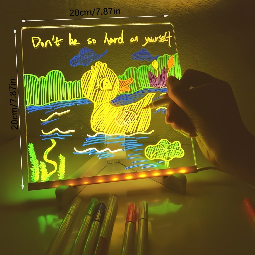 BowLift | USB LED Noteboard with 12 Colored Pens - Bright Message Board for Office &amp; Home