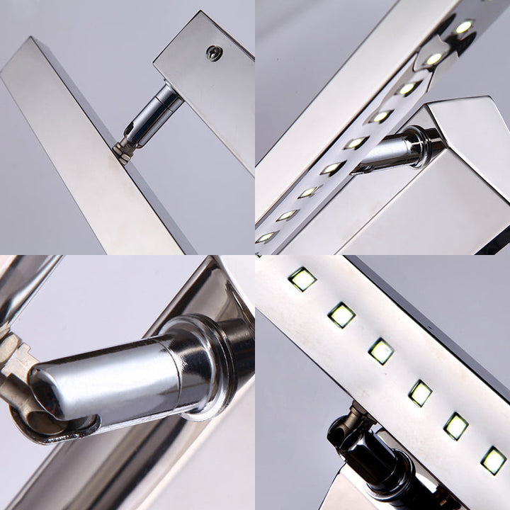 Rectangular Interior Mirror Light Stainless Steel 16"/19.5" W LED Modern Wall-Mounted Light in Chrome, Warm/White Lighting