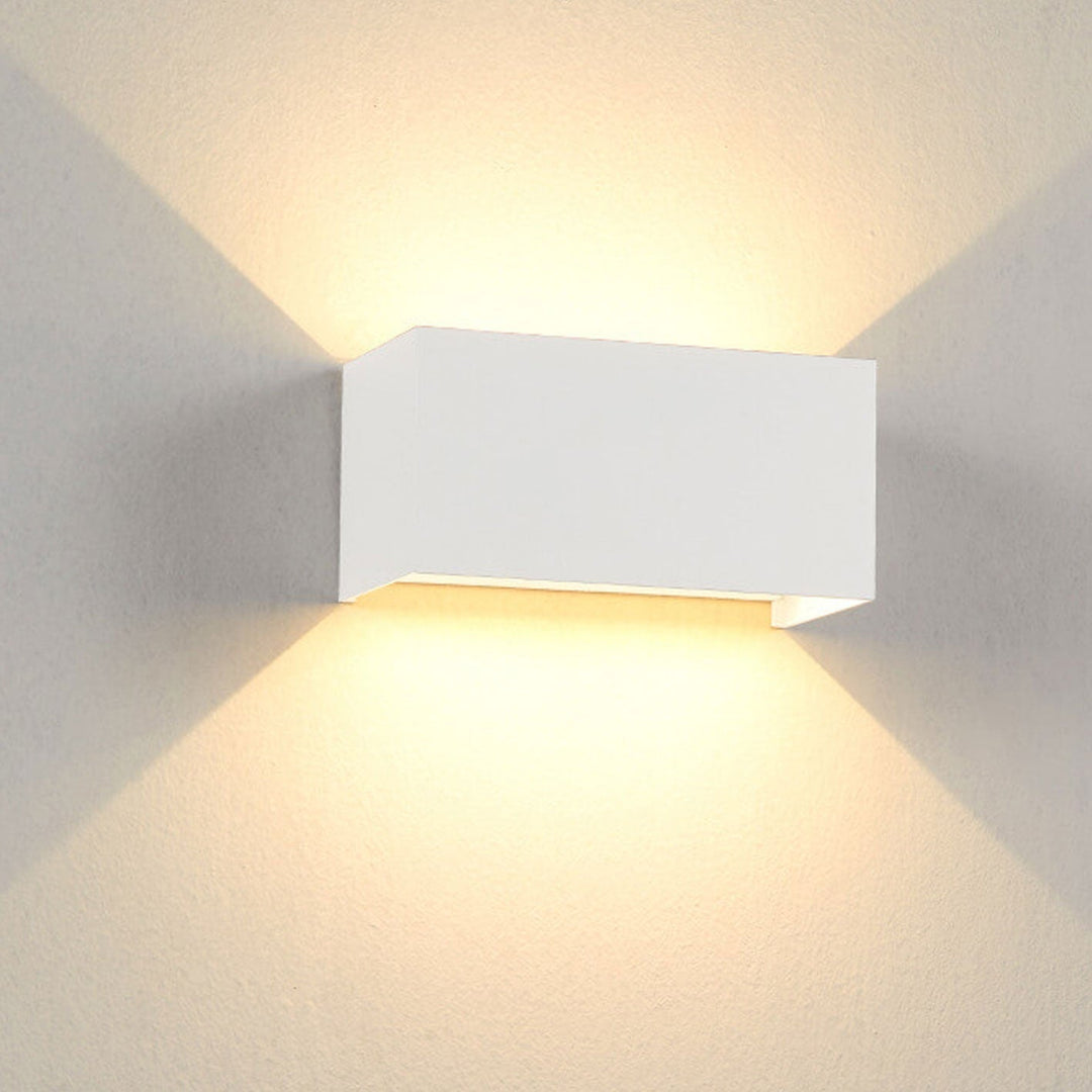 Modern waterproof rectangular LED wall light for outdoor use with up and down lighting