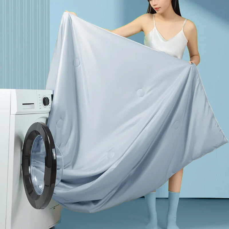 Bedding Set Blue Silk Cooling Summer Quilt