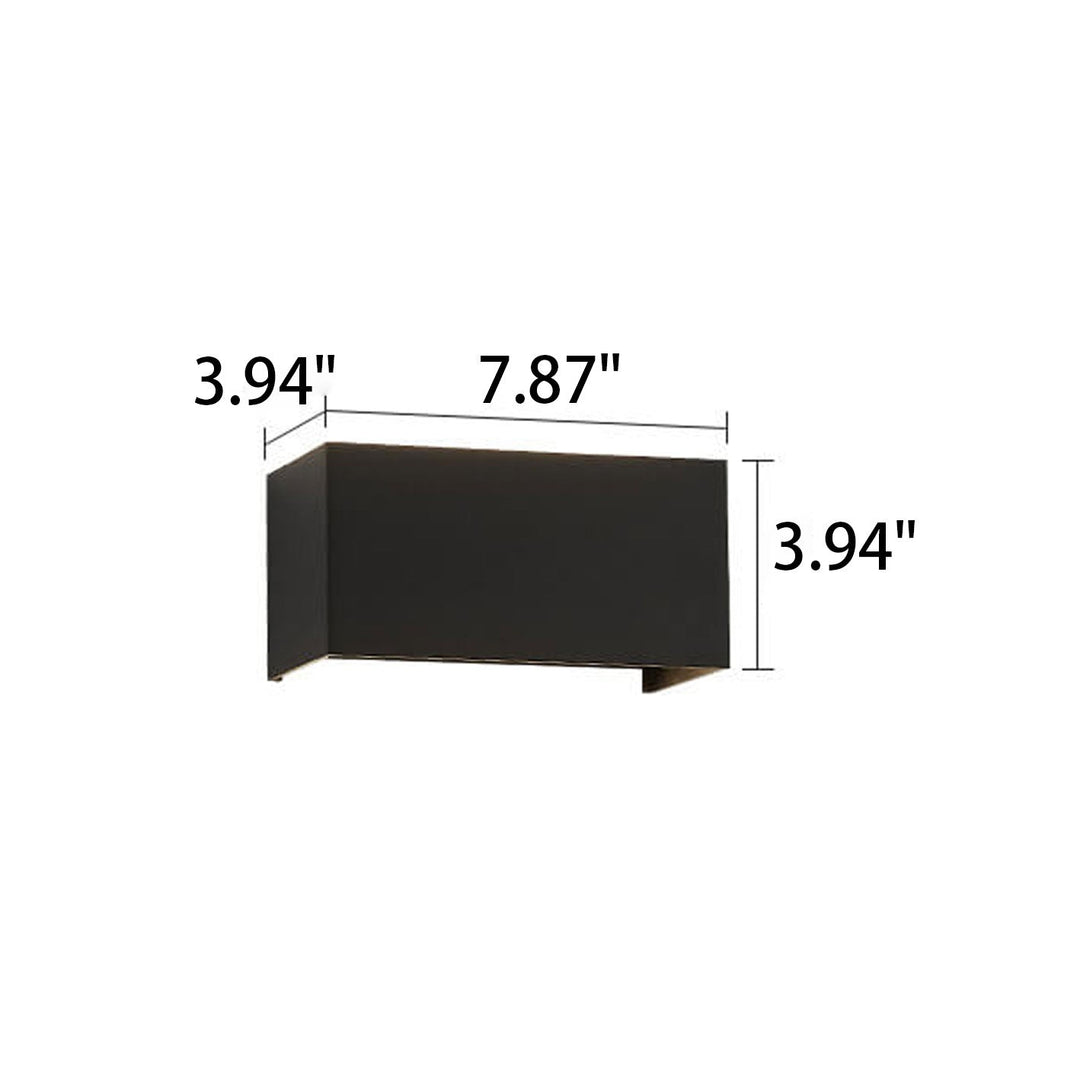 Modern waterproof rectangular LED wall light for outdoor use with up and down lighting