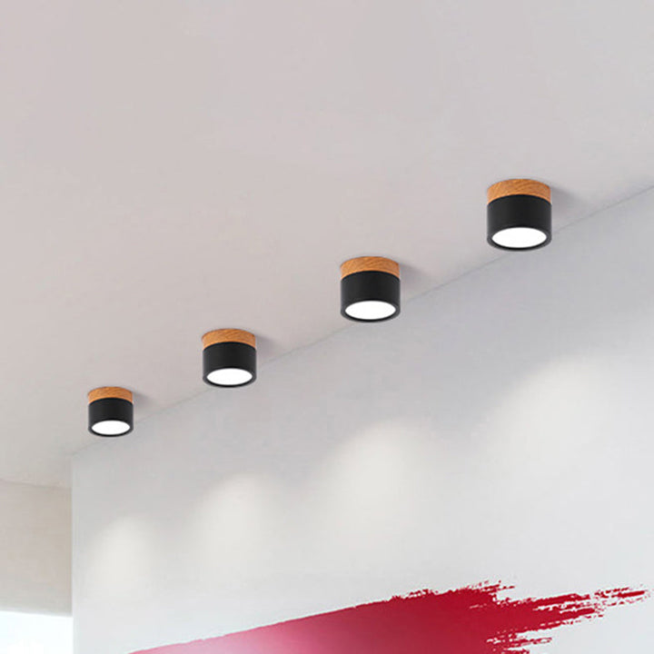 Small ceiling light Macaron metal kitchen bar recessed lighting in yellow/blue/black and wood
