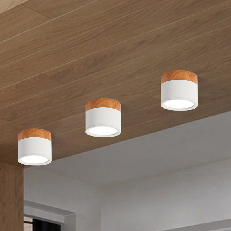 Small ceiling light Macaron metal kitchen bar recessed lighting in yellow/blue/black and wood