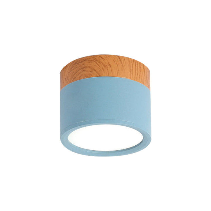 Small ceiling light Macaron metal kitchen bar recessed lighting in yellow/blue/black and wood