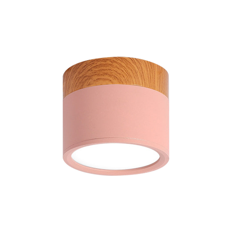 Small ceiling light Macaron metal kitchen bar recessed lighting in yellow/blue/black and wood