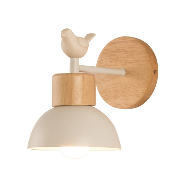 NordicDome - Metal and Wood Wall Lamp with Bird for the Children&
