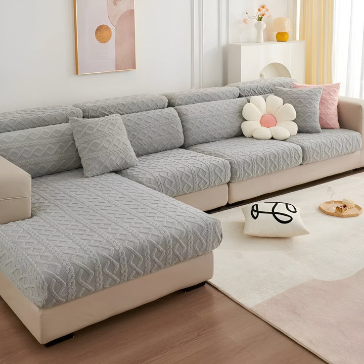 Samt-Sofa cover with diamond pattern – Soft &amp; Luxurious | Perfect fit for any couch |