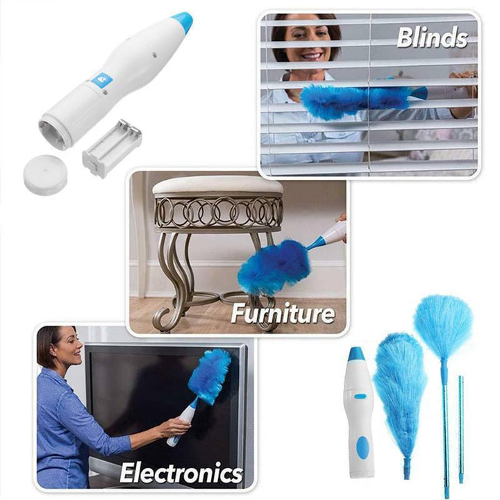 BowLift | 360° rotating electric spin duster motorized dust cloth with 2 brushes