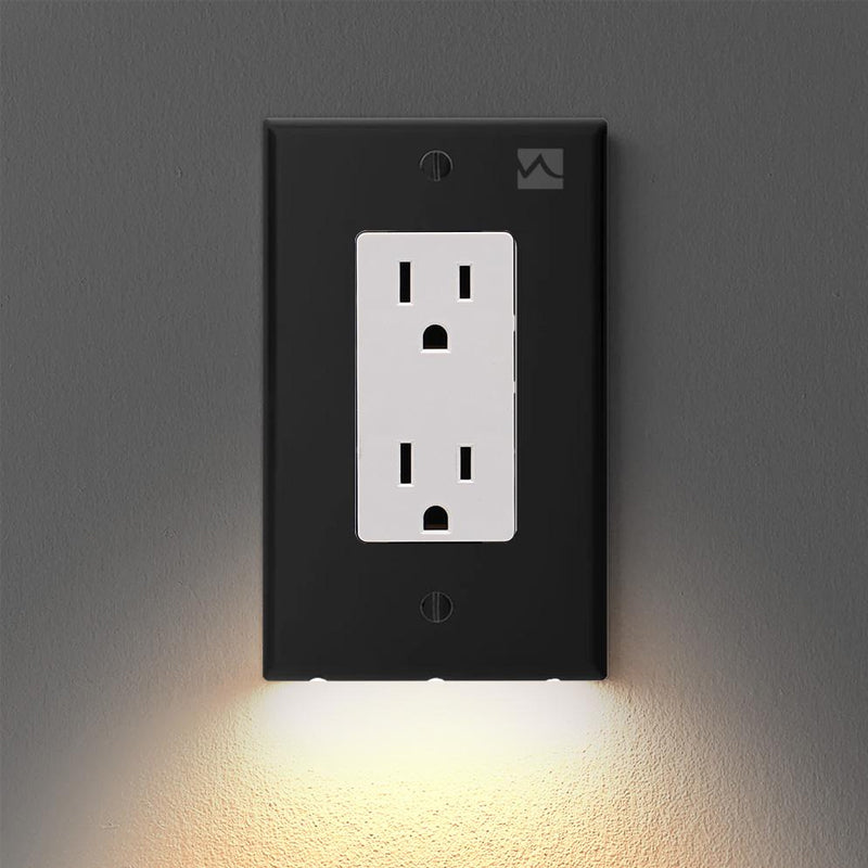 Outlet wall plate with LED night lights