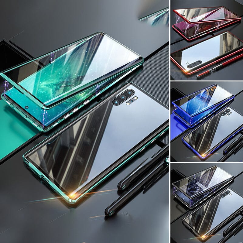 Magnetic tempered glass double-sided phone case for Samsung