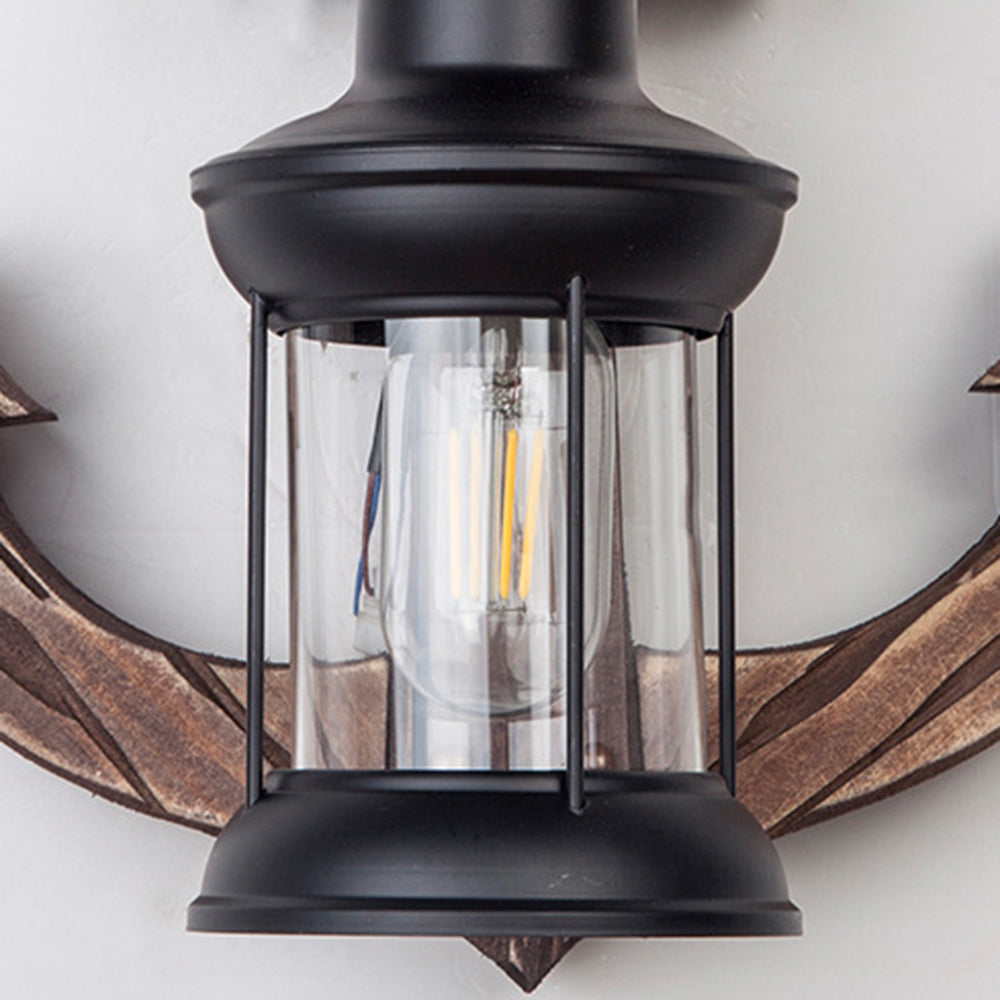 Vintage Anchor LED Wall Light - Industrial Metal &amp; Wood for Dining Room/Living Room