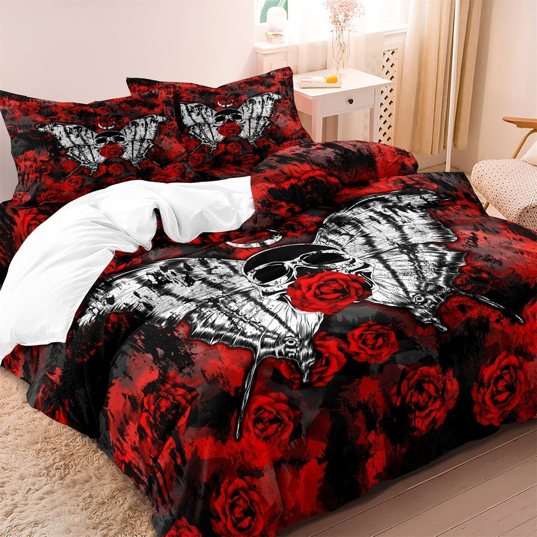 GothicLuxe - Skull &amp; Rose-Themed Bed Set