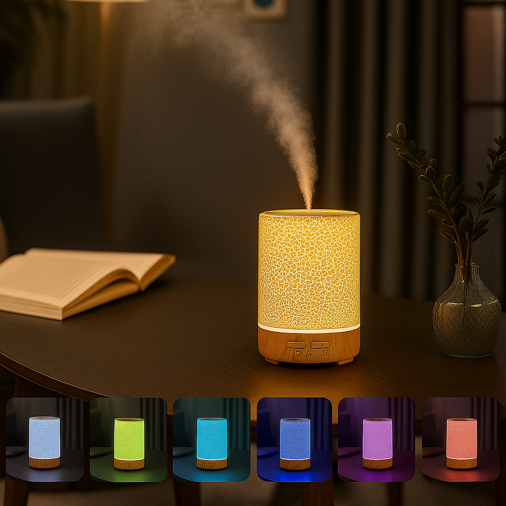 Essential Oil Diffuser with LED Night Light – Quiet Cool Mist – Bedroom &amp; Home Relaxation