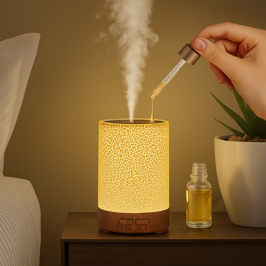 Essential Oil Diffuser with LED Night Light – Quiet Cool Mist – Bedroom &amp; Home Relaxation