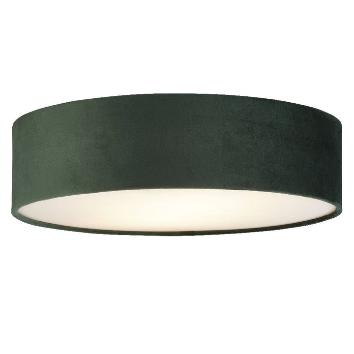 Green Velvet &amp; Opal Diffuser Vintage Round Flush Drum Light 38cm