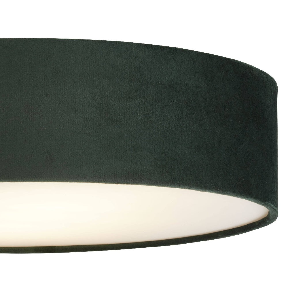 Green Velvet &amp; Opal Diffuser Vintage Round Flush Drum Light 38cm