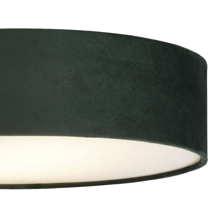 Green Velvet &amp; Opal Diffuser Vintage Round Flush Drum Light 38cm