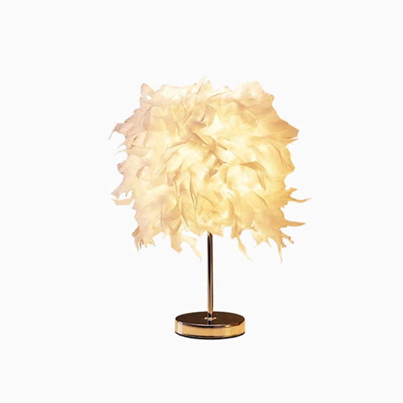 White cylindrical bedside lamp simplicity single bulb spring bedside lamp