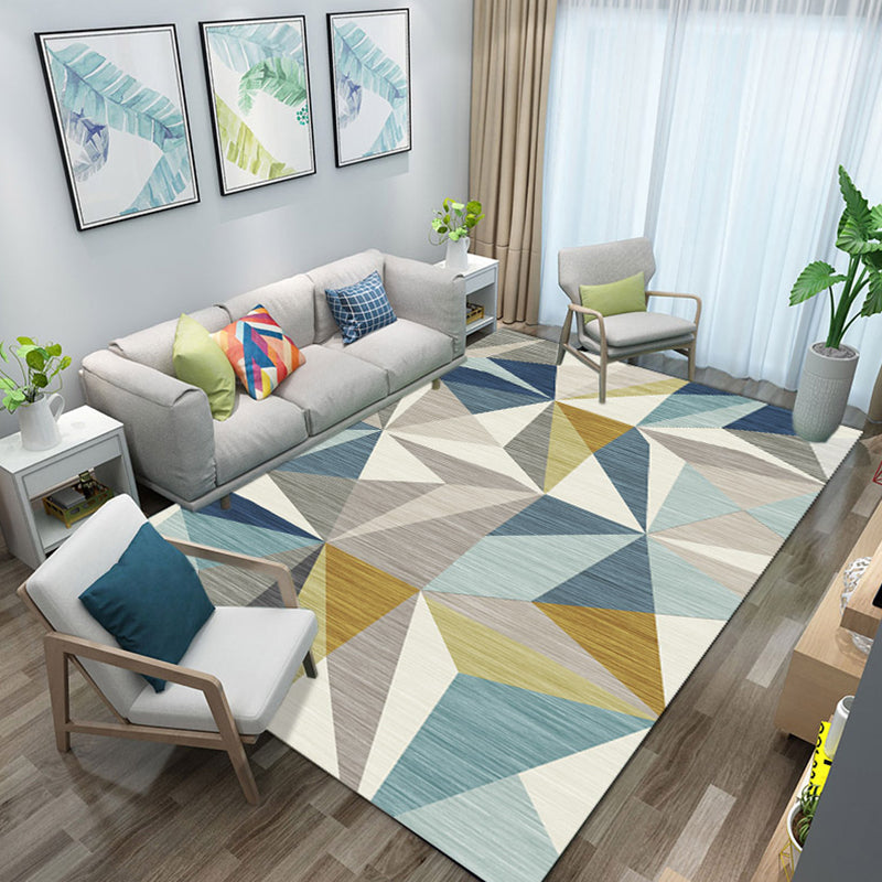 Simple Living Room Mirror Multi-coloured Geometric Print Indoor Rug Synthetic Non-Slip Backing Stain-Resistant Rug |