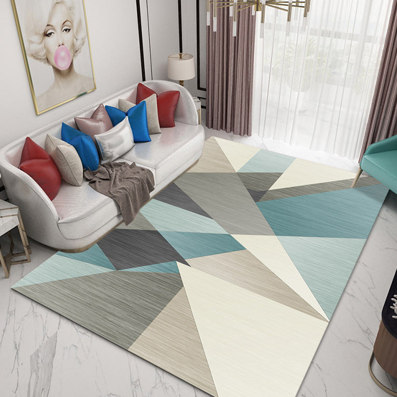 Simple Living Room Mirror Multi-coloured Geometric Print Indoor Rug Synthetic Non-Slip Backing Stain-Resistant Rug |