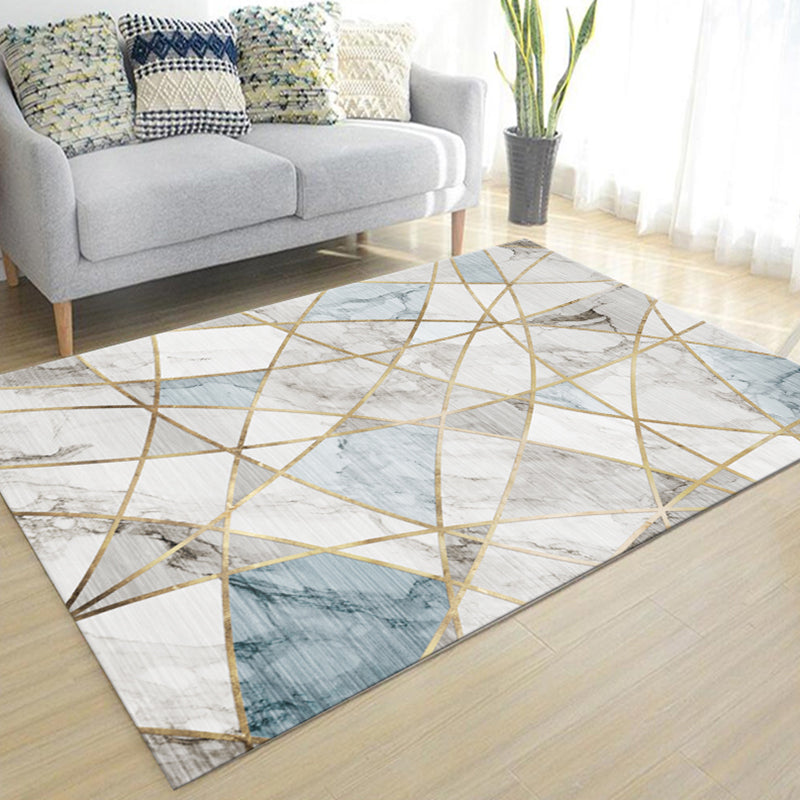 Simple Living Room Mirror Multi-coloured Geometric Print Indoor Rug Synthetic Non-Slip Backing Stain-Resistant Rug |