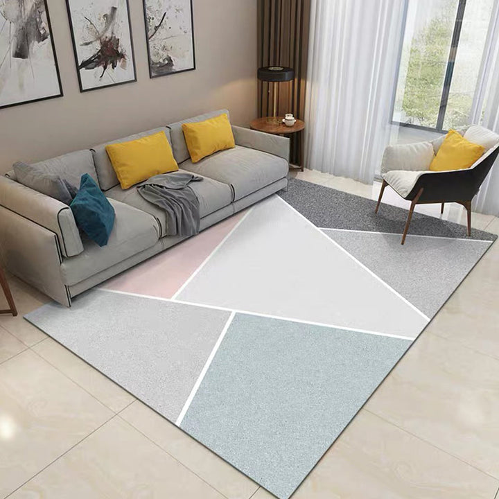 Simple Living Room Mirror Multi-coloured Geometric Print Indoor Rug Synthetic Non-Slip Backing Stain-Resistant Rug |