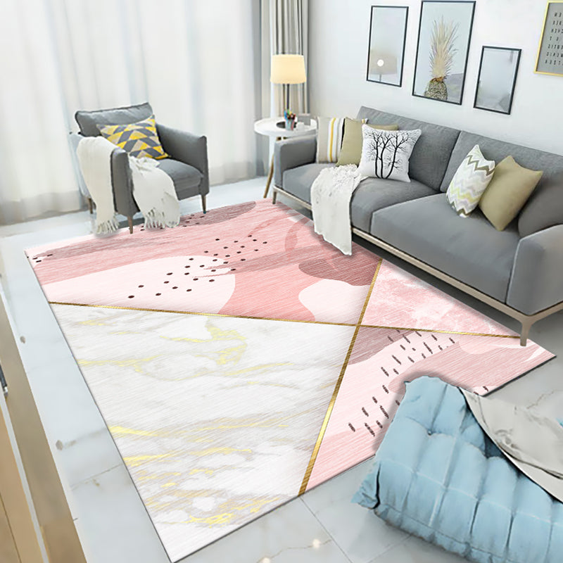 Simple Living Room Mirror Multi-coloured Geometric Print Indoor Rug Synthetic Non-Slip Backing Stain-Resistant Rug |