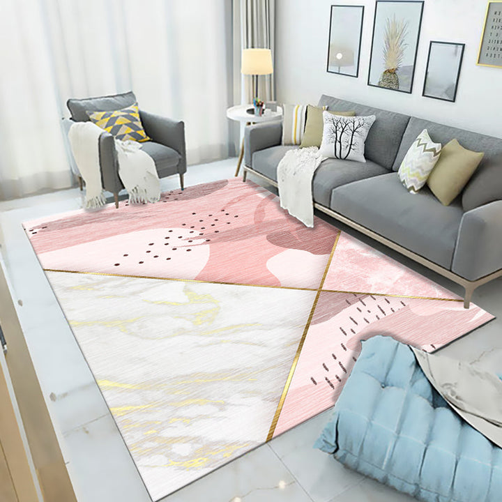 Simple Living Room Mirror Multi-coloured Geometric Print Indoor Rug Synthetic Non-Slip Backing Stain-Resistant Rug |