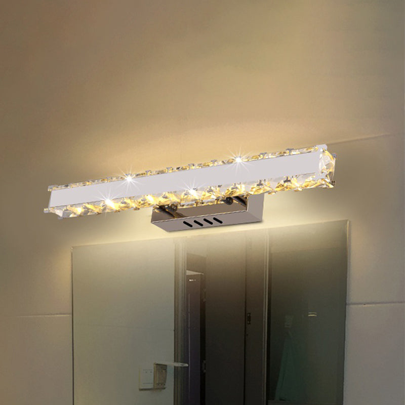 11.5"/16.5" Width Rectangular Vanity Mirror Light Modern Style Clear Crystal LED White Wall Sconce for Bathroom
