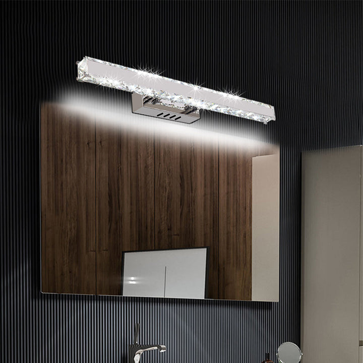 11.5"/16.5" Width Rectangular Vanity Mirror Light Modern Style Clear Crystal LED White Wall Sconce for Bathroom