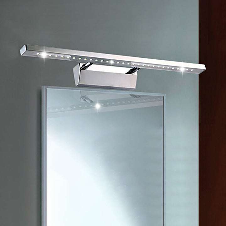 Rectangular Interior Mirror Light Stainless Steel 16"/19.5" W LED Modern Wall-Mounted Light in Chrome, Warm/White Lighting