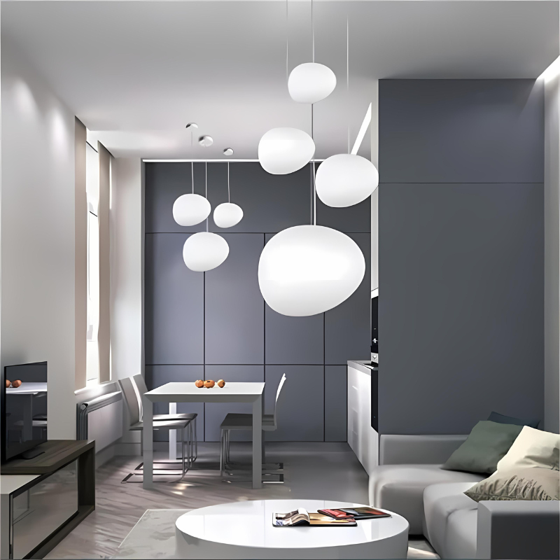 GloStone | Elegant Glass Pebble Pendant Light