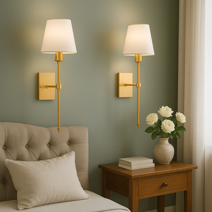 (2 Pieces) Wired Wall Lamp – Stylish Lamp Set for Lighting Above a Mirror or Bed