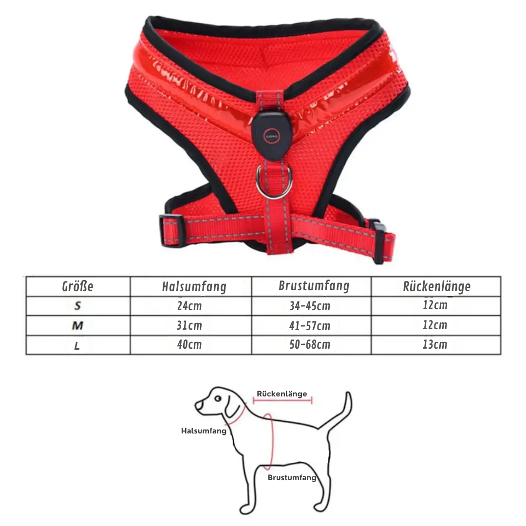 LED Dog Harness USB rechargeable &amp; adjustable Bowlift